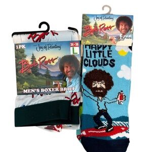 Men's Boxer Brief and Socks Set - Blue and Black Bob Ross